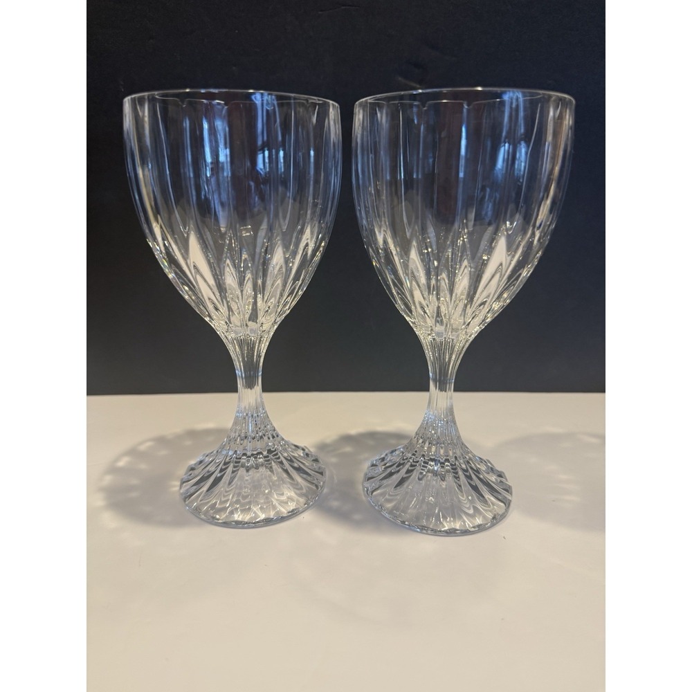 Set of 2 Mikasa Park Lane Wine Glasses 6 3/8" Crystal Water Goblets Fabulous
